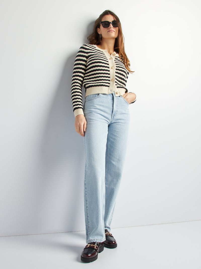 Gilet en maille torsade Beige - Kiabi