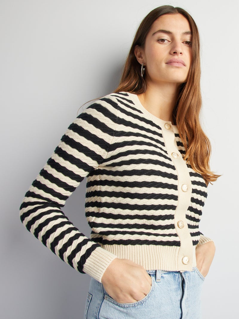 Gilet en maille torsade Beige - Kiabi