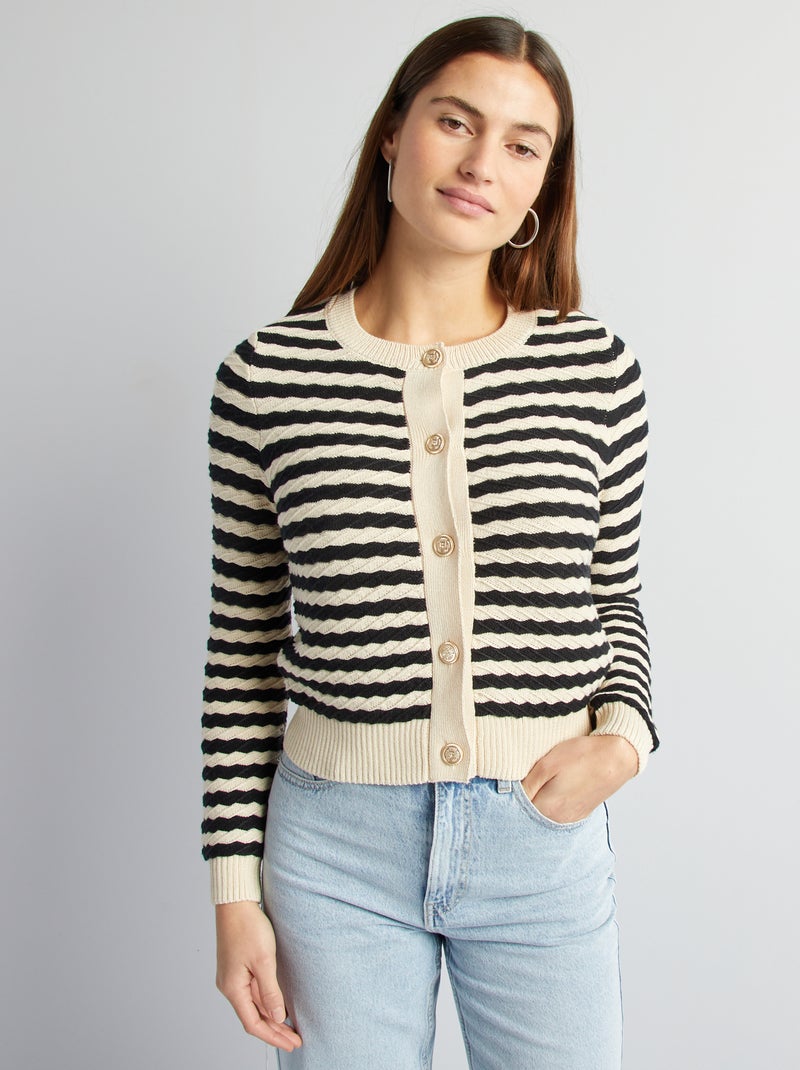 Gilet en maille torsade Beige - Kiabi