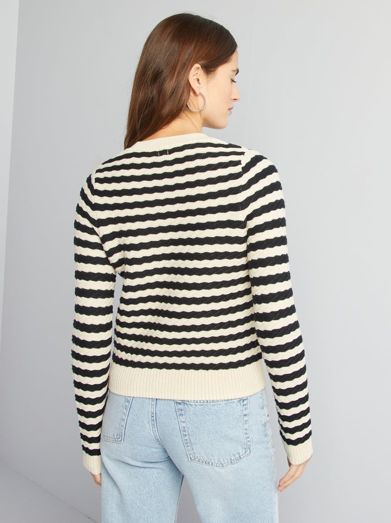 Gilet en maille torsade Beige - Kiabi