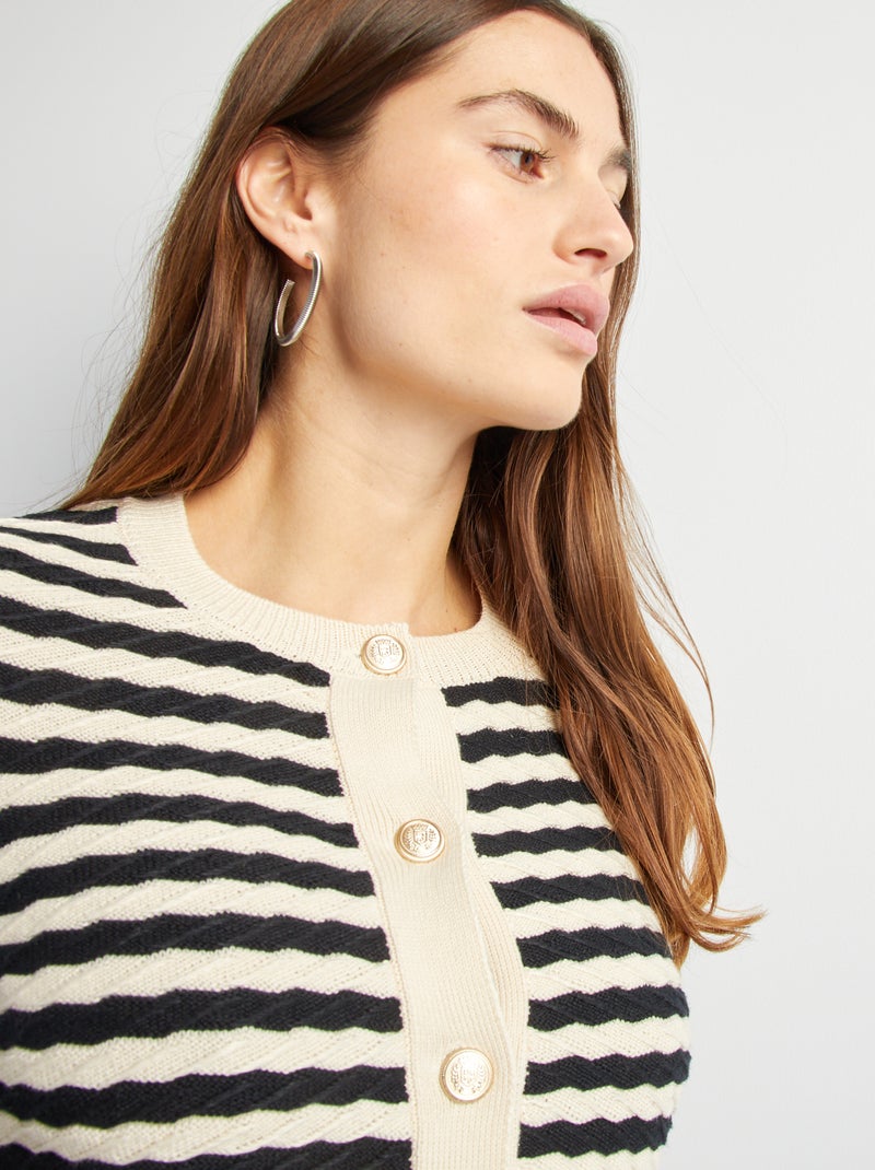 Gilet en maille torsade Beige - Kiabi