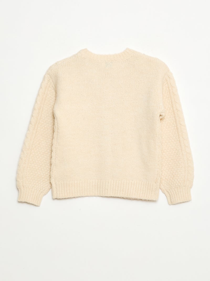 Gilet en maille torsadée avec ouverture boutonnée Blanc - Kiabi