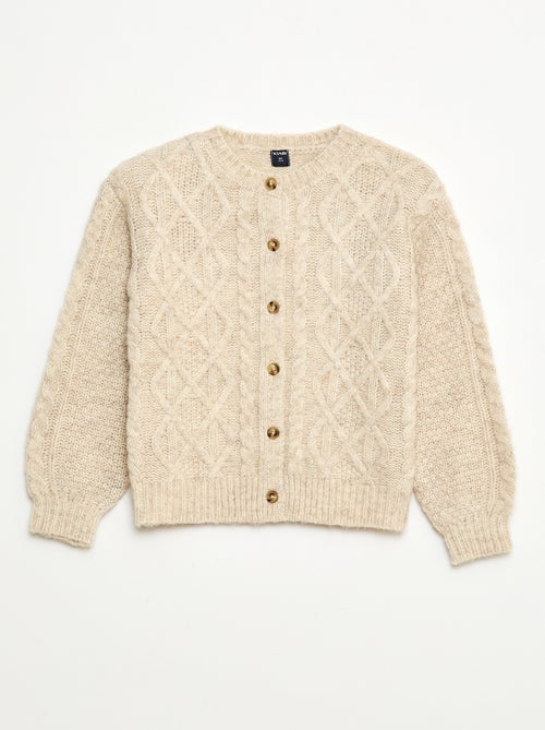 Gilet en maille torsadée avec ouverture boutonnée - Kiabi