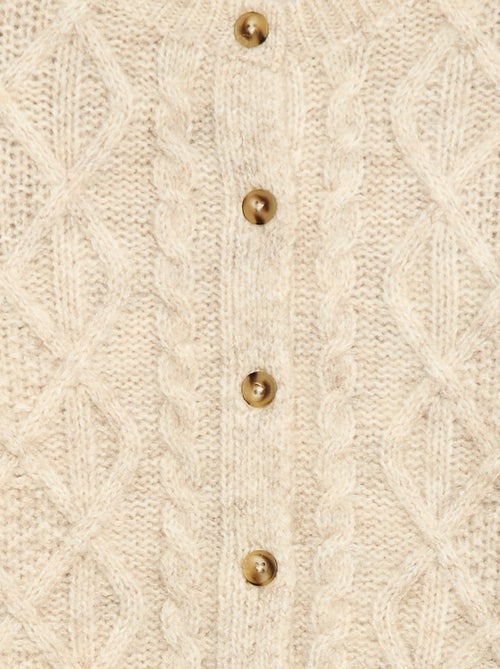 Gilet en maille torsadée avec ouverture boutonnée - Kiabi