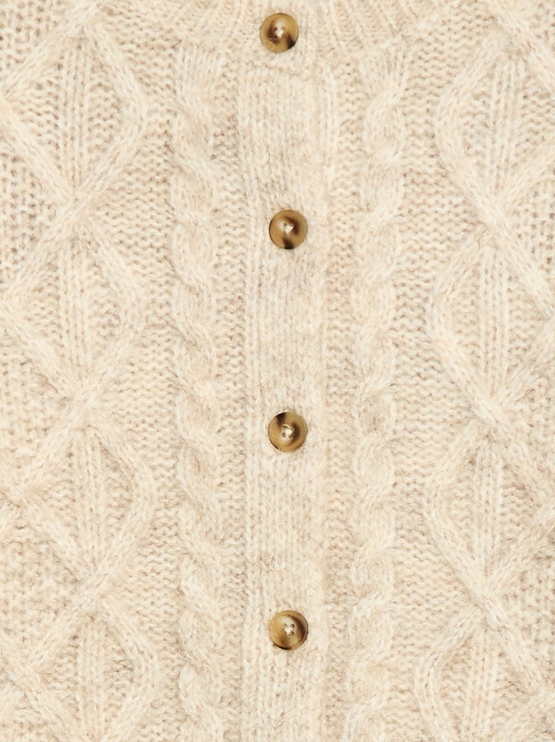 Gilet en maille torsadée avec ouverture boutonnée Gris - Kiabi