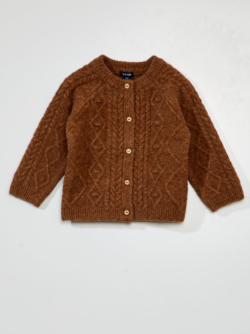 Gilet en maille torsadée Beige - Kiabi