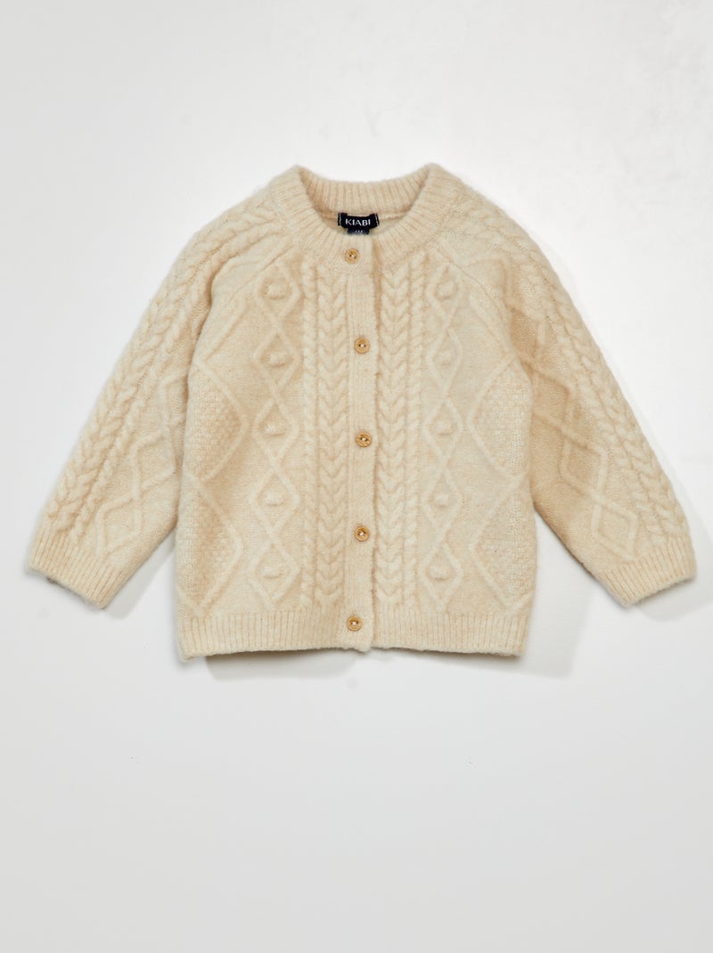 Gilet en maille torsadée Blanc - Kiabi