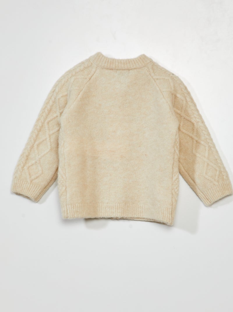 Gilet en maille torsad?�e - Blanc - Kiabi - 12.00�?�