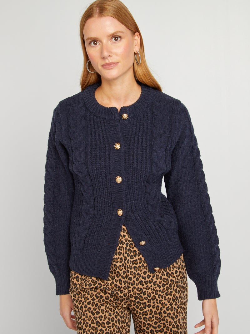 Gilet en maille torsadée Bleu - Kiabi