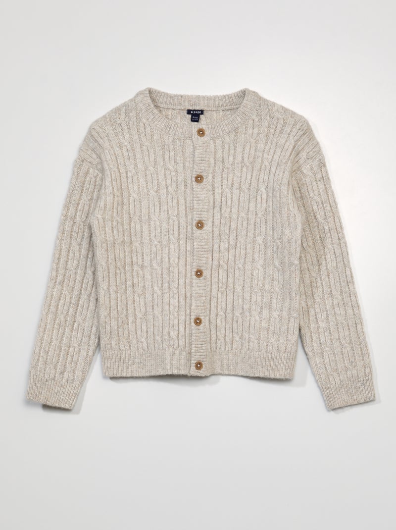 Gilet en maille torsadée Ecru - Kiabi