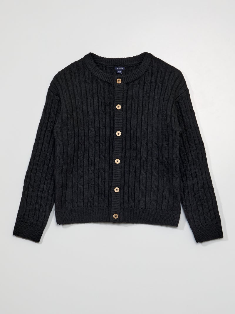 Gilet en maille torsadée Noir - Kiabi