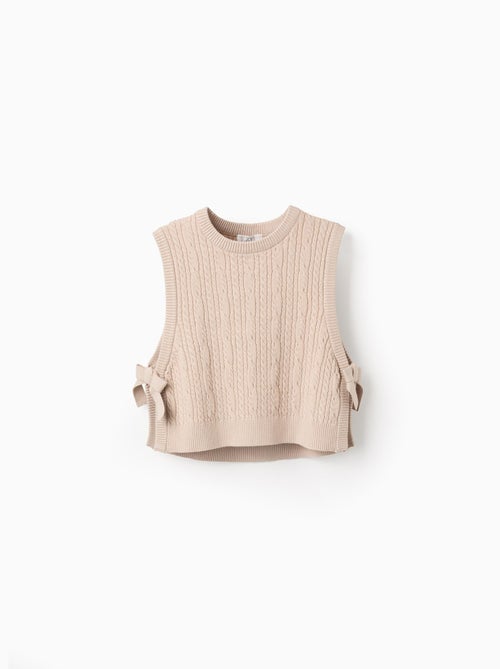 Gilet en Maille Tressée avec Nœuds - Kiabi