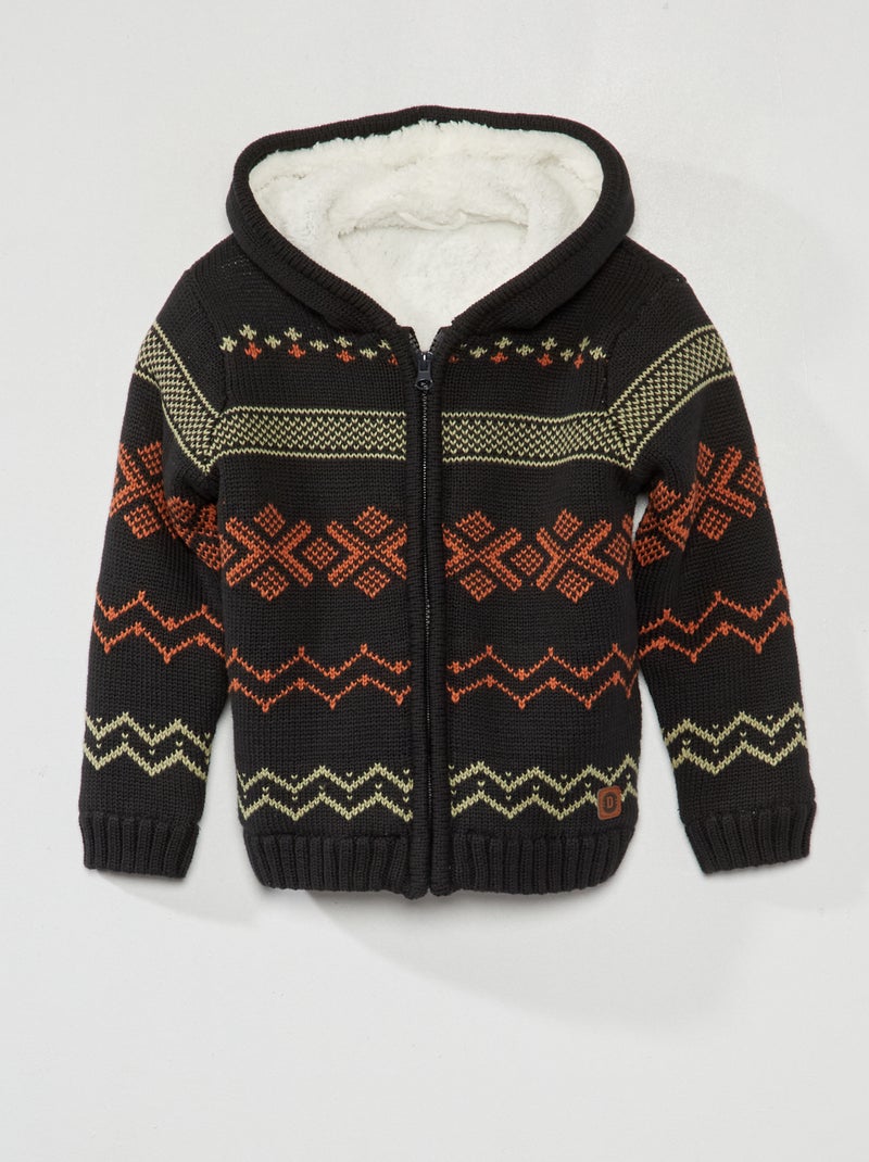 Gilet en maille tricot à capuche Gris - Kiabi
