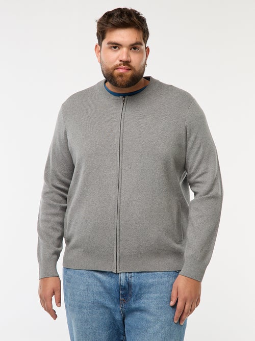 Gilet en maille tricot  à ouverture zippée - Kiabi