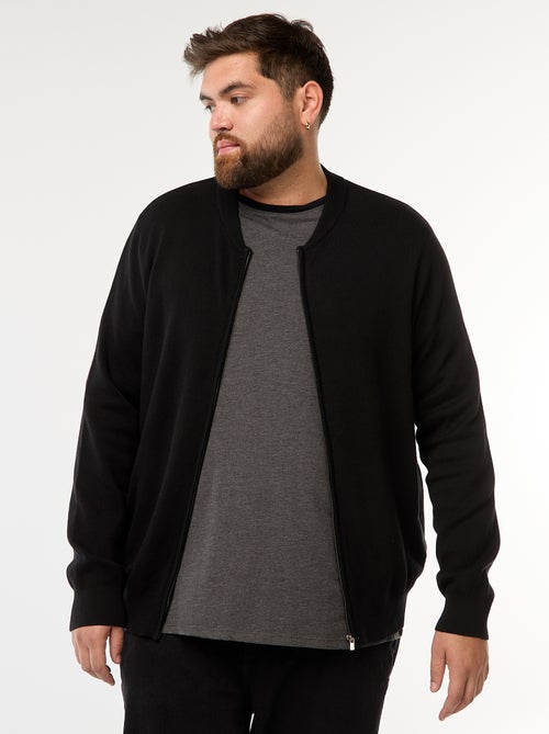 Gilet en maille tricot  à ouverture zippée - Kiabi