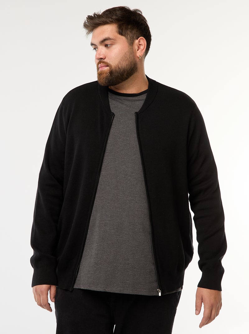 Gilet en maille tricot  à ouverture zippée Noir - Kiabi