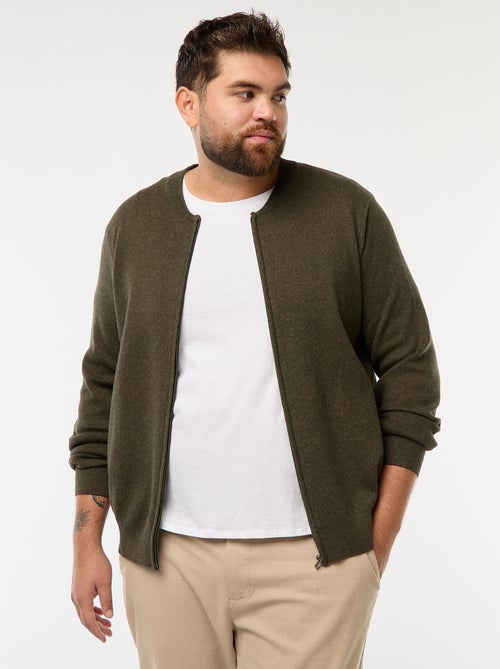 Gilet en maille tricot  à ouverture zippée - Kiabi