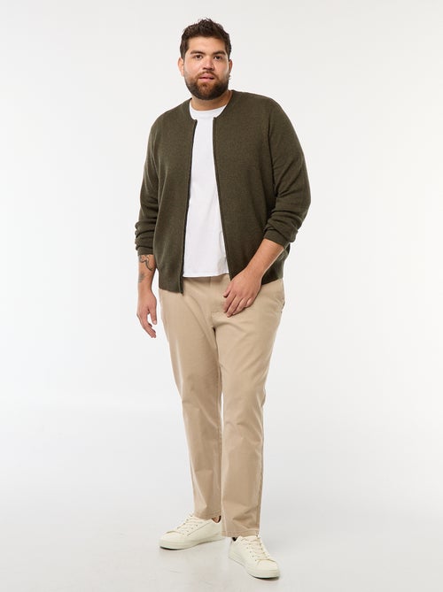 Gilet en maille tricot  à ouverture zippée - Kiabi