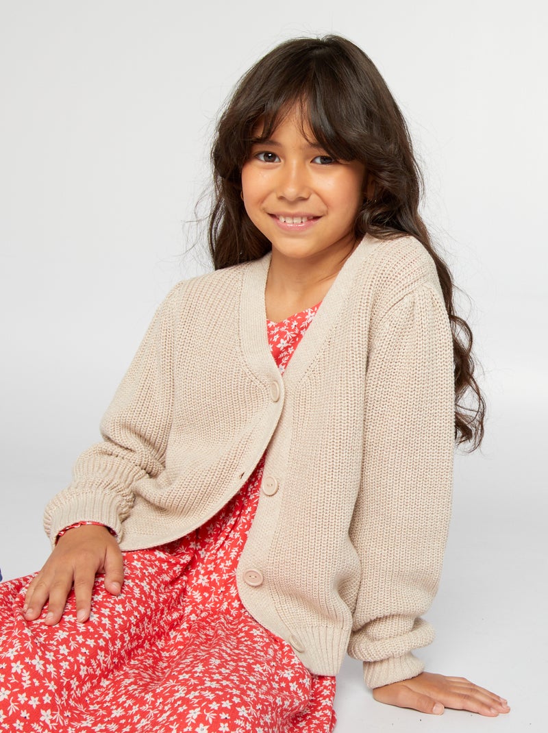 Gilet en maille tricot Beige - Kiabi