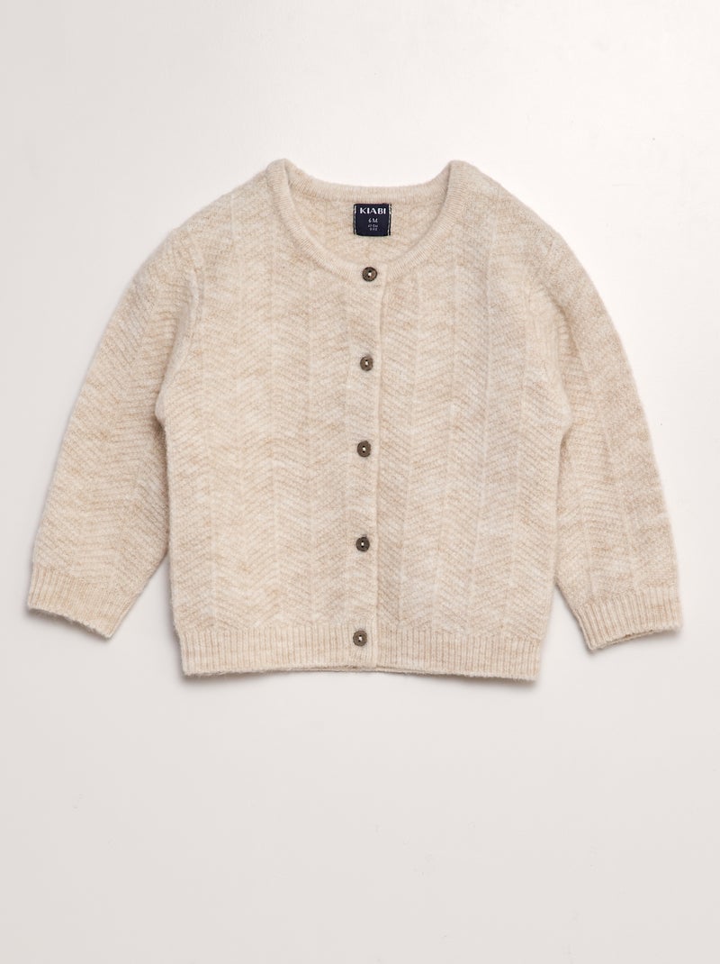 Gilet en maille tricot Beige - Kiabi