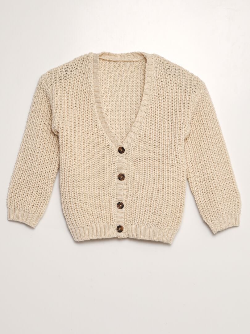 Gilet en maille tricot Beige - Kiabi