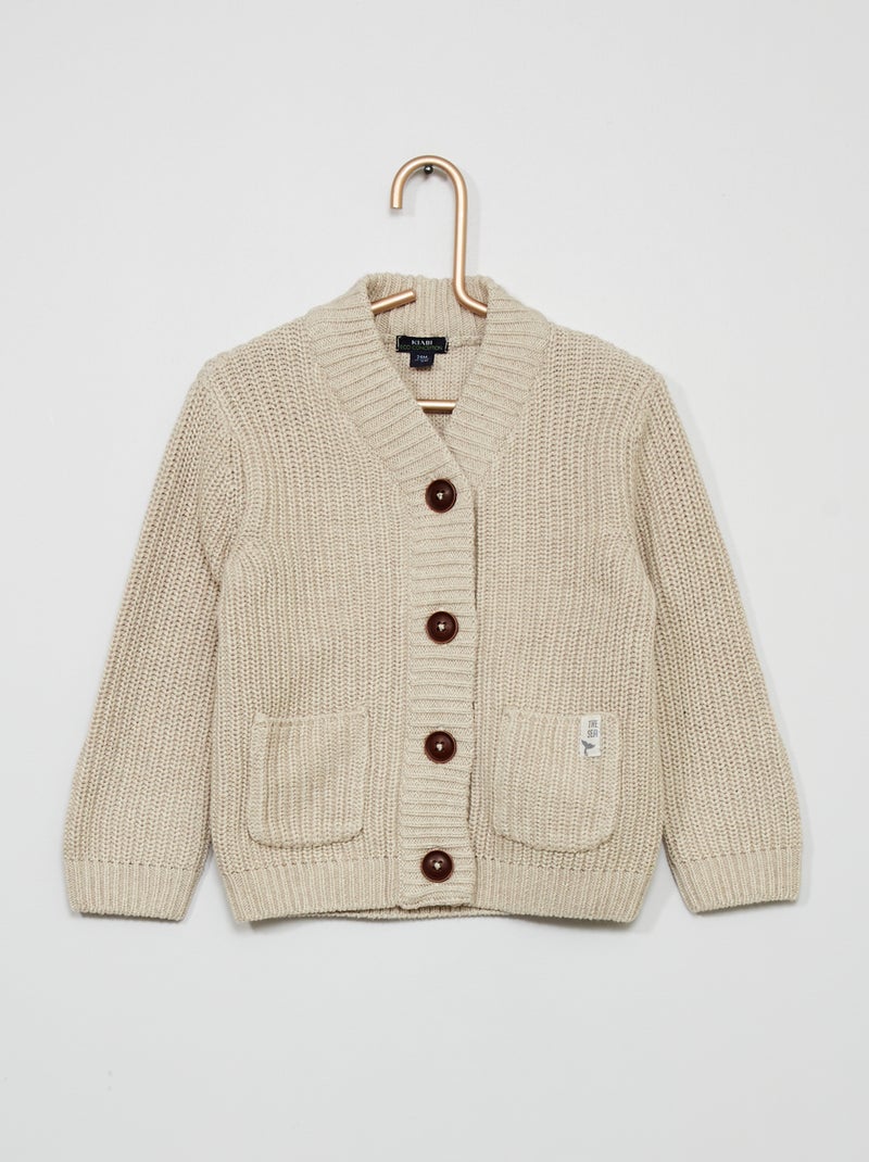 Gilet en maille tricot beige - Kiabi
