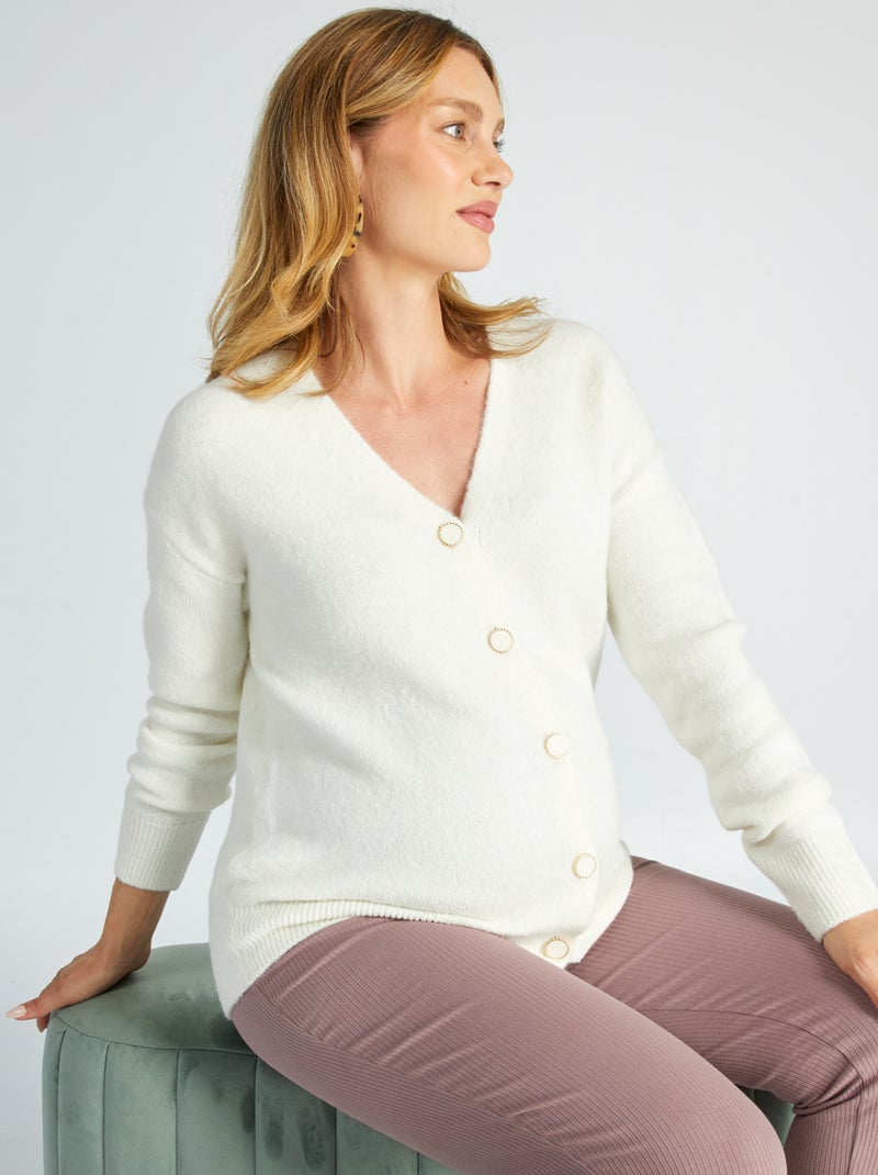 Gilet en maille tricot blanc - Kiabi