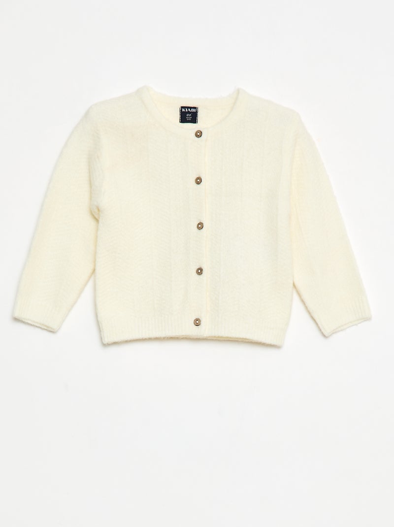 Gilet en maille tricot Blanc - Kiabi