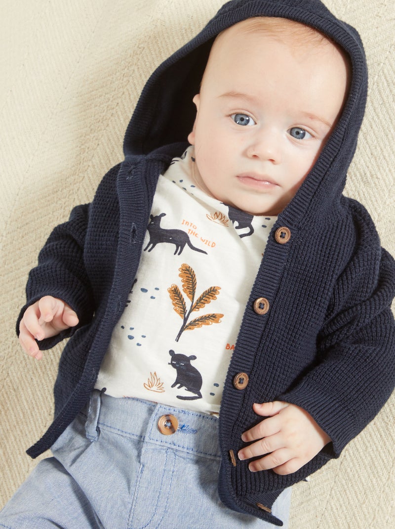 Gilet en maille tricot bleu marine - Kiabi