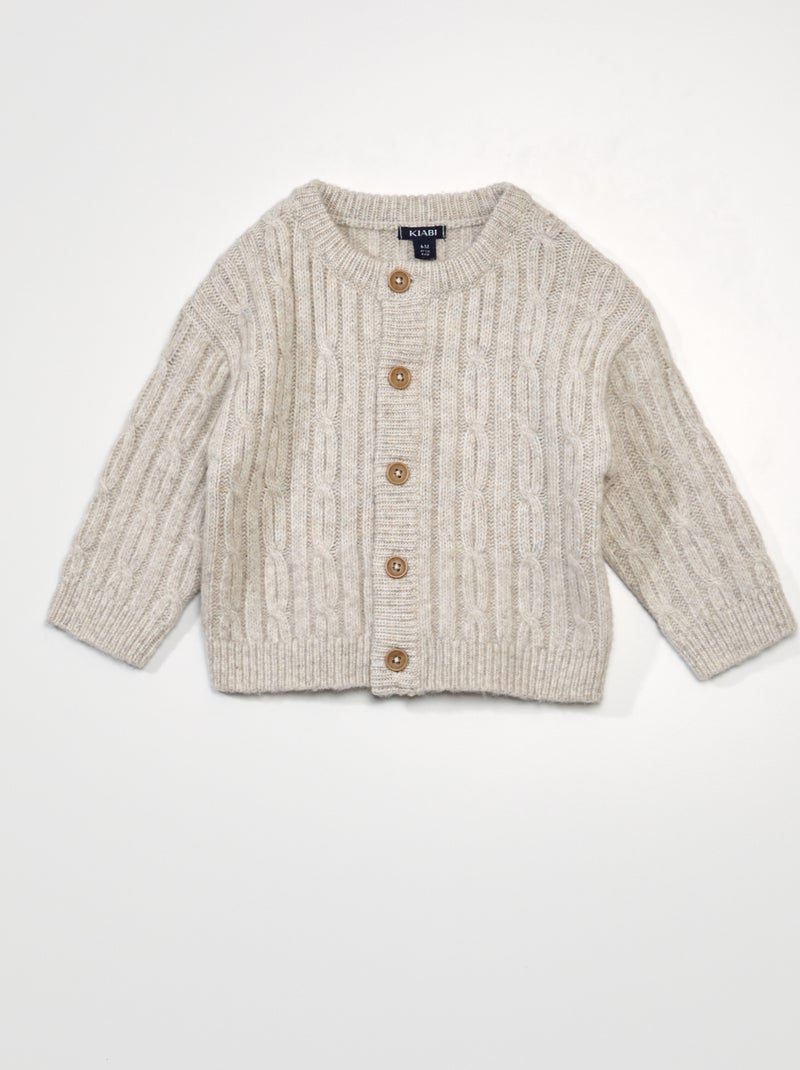 Gilet en maille tricot boutonné Beige - Kiabi