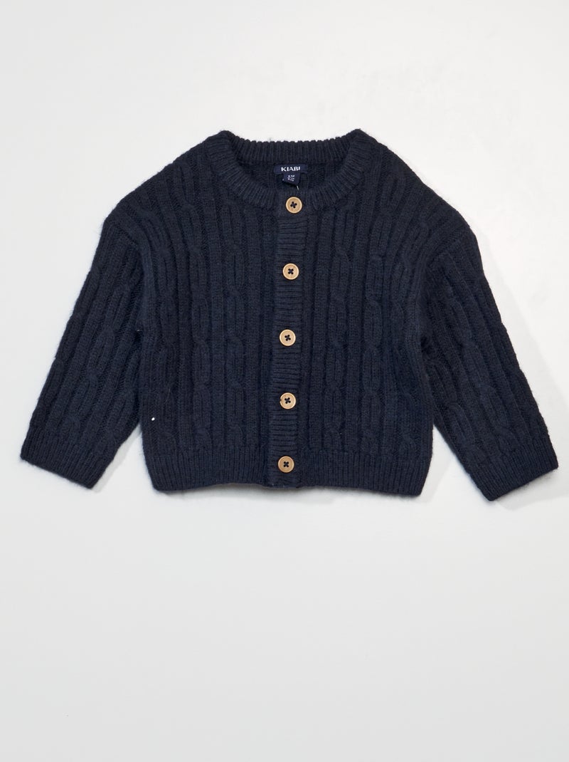 Gilet en maille tricot boutonné bleu marine - Kiabi