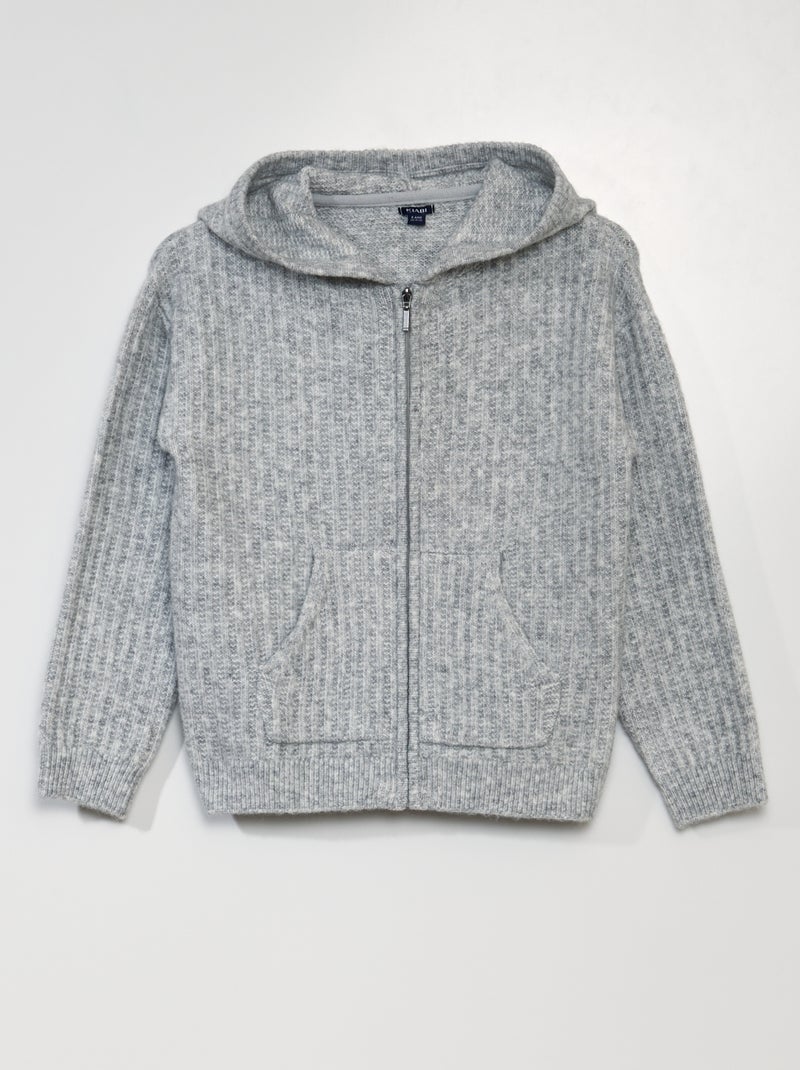Gilet en maille tricot gris - Kiabi