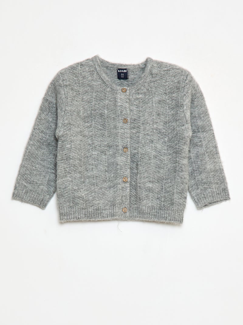 Gilet en maille tricot Gris - Kiabi