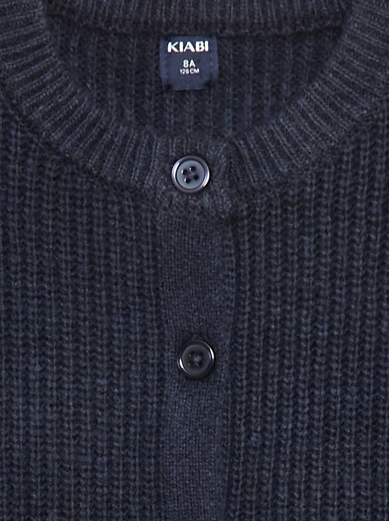 Gilet en maille tricot grosse jauge uni Bleu - Kiabi