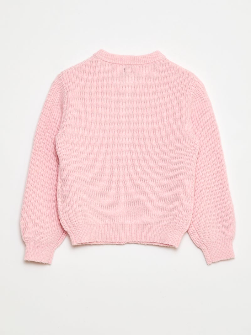Gilet en maille tricot grosse jauge uni Rose - Kiabi