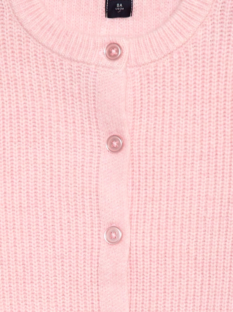Gilet en maille tricot grosse jauge uni Rose - Kiabi