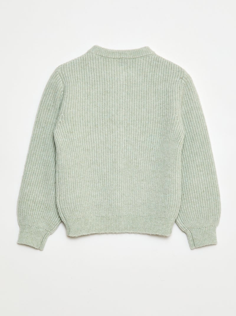 Gilet en maille tricot grosse jauge uni Vert - Kiabi