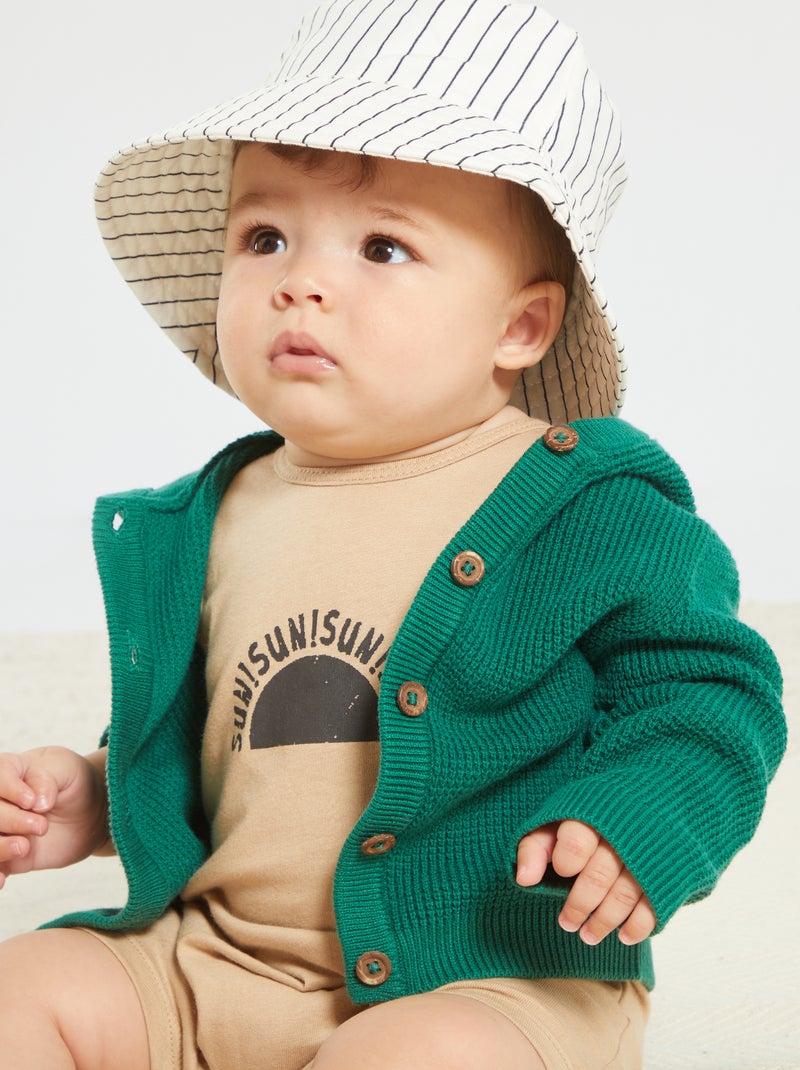 Gilet en maille tricot vert - Kiabi