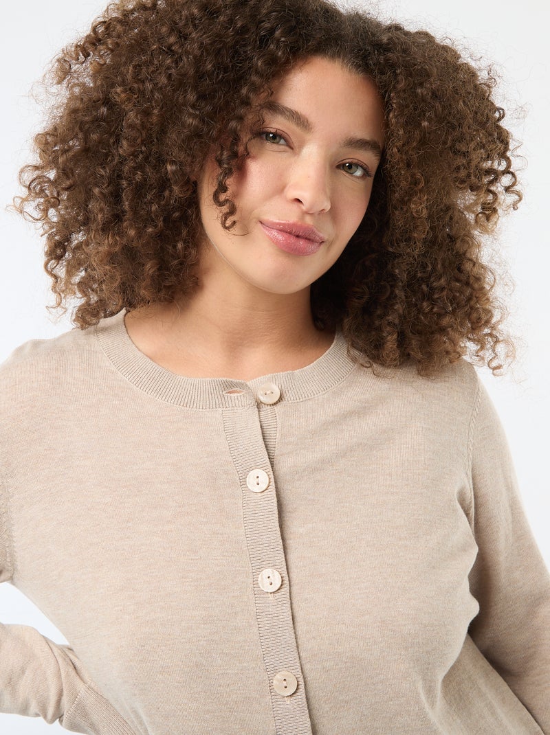 Gilet en maille uni Beige - Kiabi