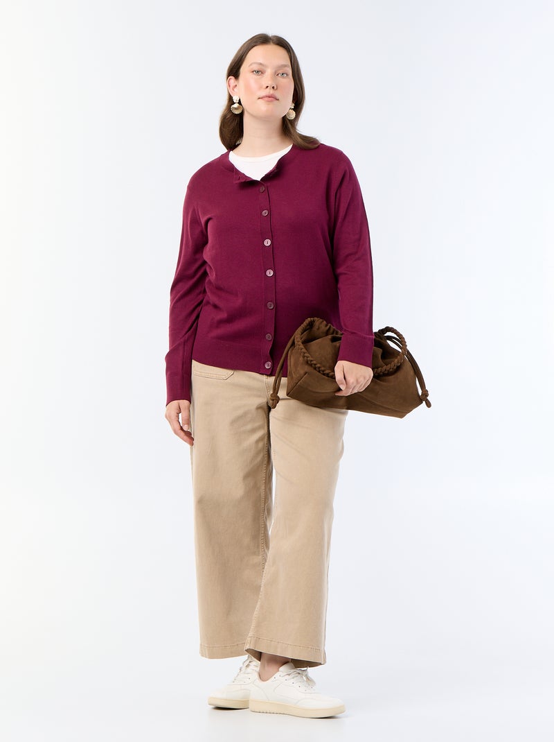 Gilet en maille uni Bordeaux - Kiabi