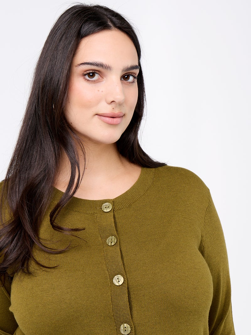 Gilet en maille uni Vert - Kiabi