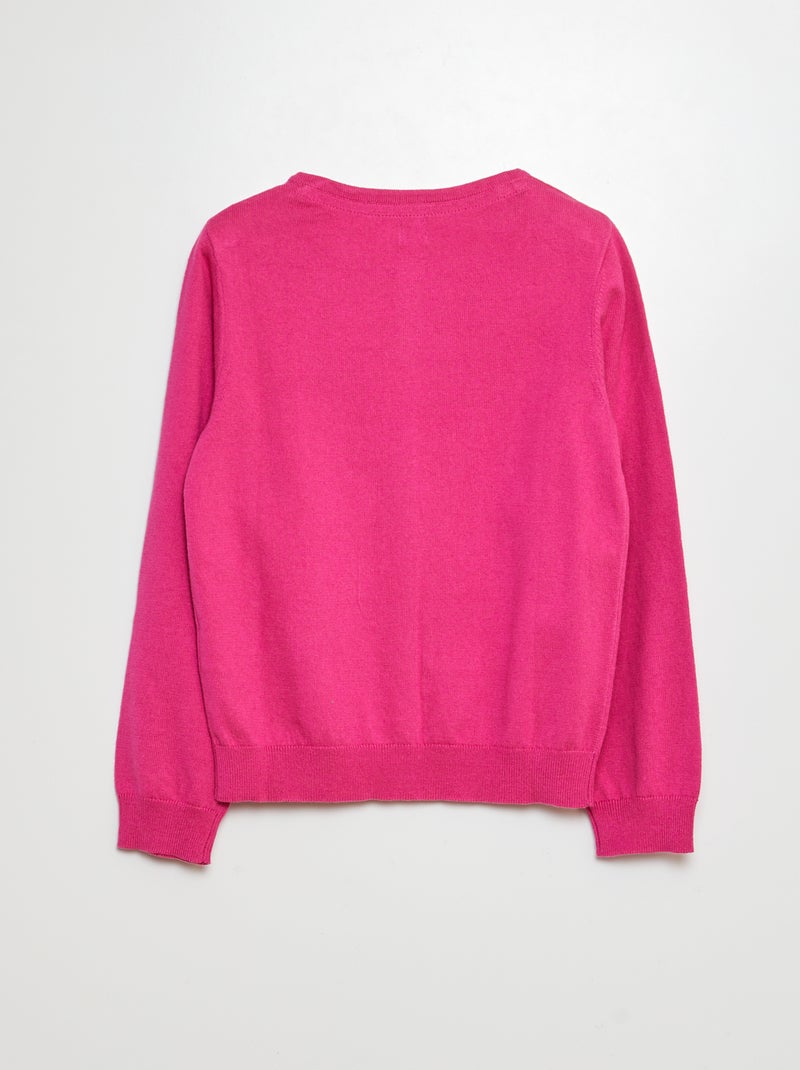 Gilet en maille unie Rose - Kiabi