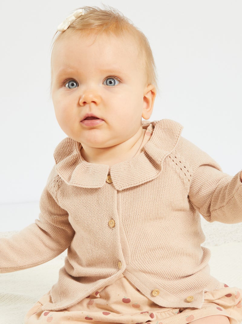 Gilet  en maille vieux rose - Kiabi