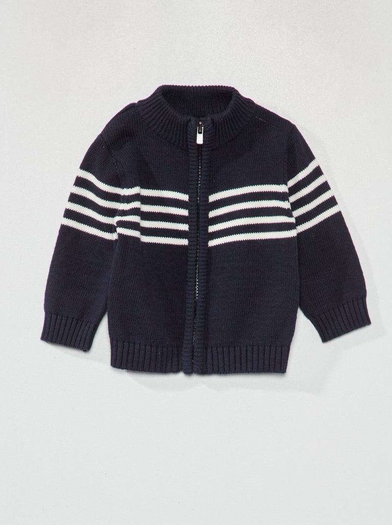 Gilet en maille zippée Bleu - Kiabi