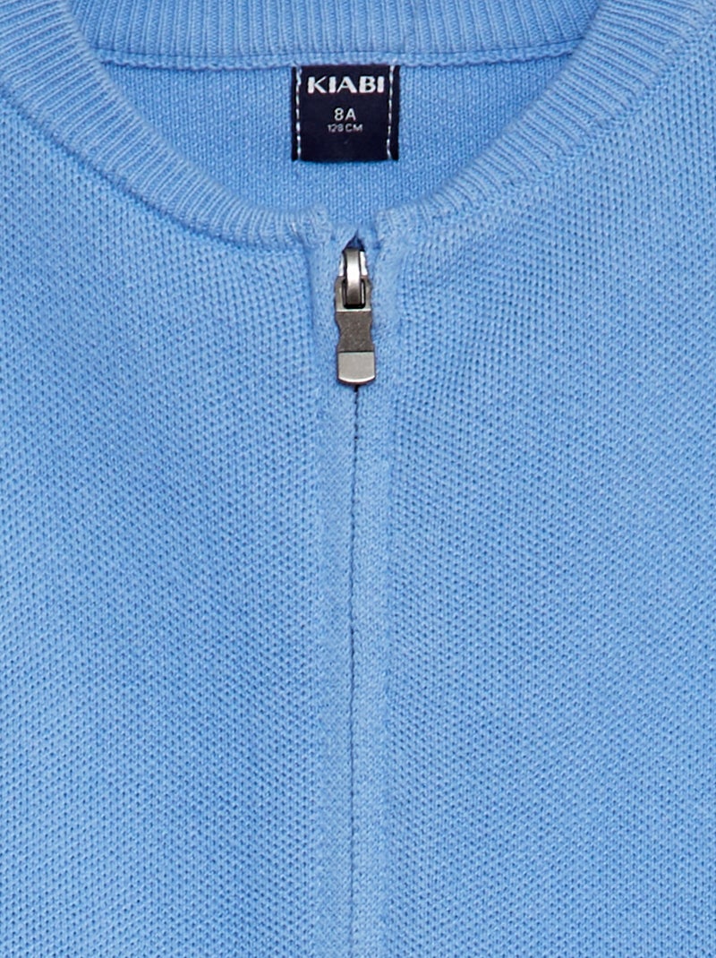 Gilet en maille zippée Bleu - Kiabi