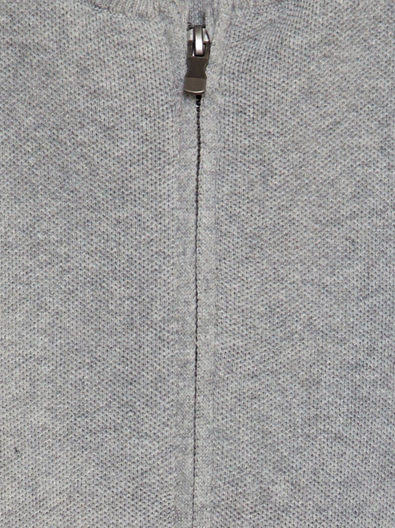 Gilet en maille zippée Gris - Kiabi