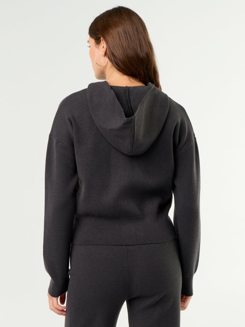 Gilet en matière ottoman à capuche - Kiabi