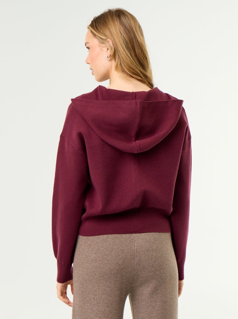Gilet en matière ottoman à capuche Rose - Kiabi