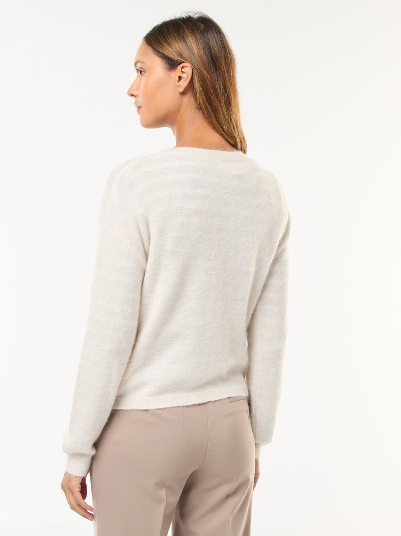 Gilet en mohair et laine mélangé Beige - Kiabi