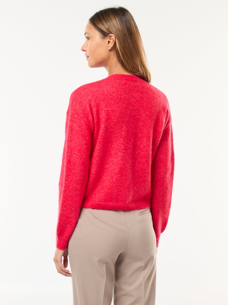 Gilet en mohair et laine mélangé Rouge - Kiabi